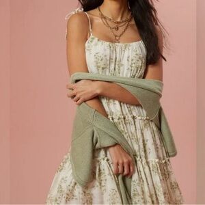 Altar'd State White and Green Floral Dress